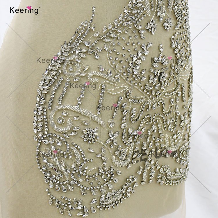 WDP-440 Sparkly rhinestone bodices applique crystal panel wedding evening party bridal dress patch