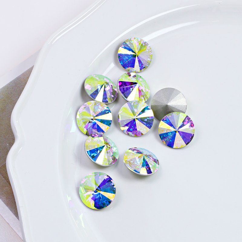 Junjiao Crystal Rivoli Glass rhinestones Point Back Fancy Stone wholesale lead-free AB Color crystal stone beads for Jewelry