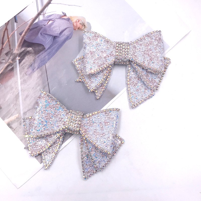 Handmade shiny high heels decorative 3d bow-knot rhinestone applique patch