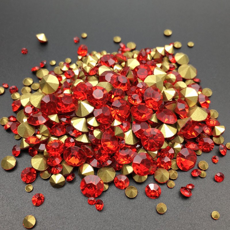 2-6.5mm Mix Size Pointed Back Glass Crystal Rhinestone Back Plated Round Strass Diamond for Nail Art Decoration DIY Crafts