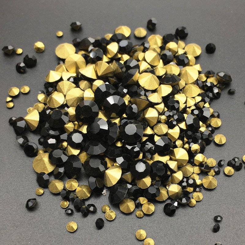 2-6.5mm Mix Size Pointed Back Glass Crystal Rhinestone Back Plated Round Strass Diamond for Nail Art Decoration DIY Crafts