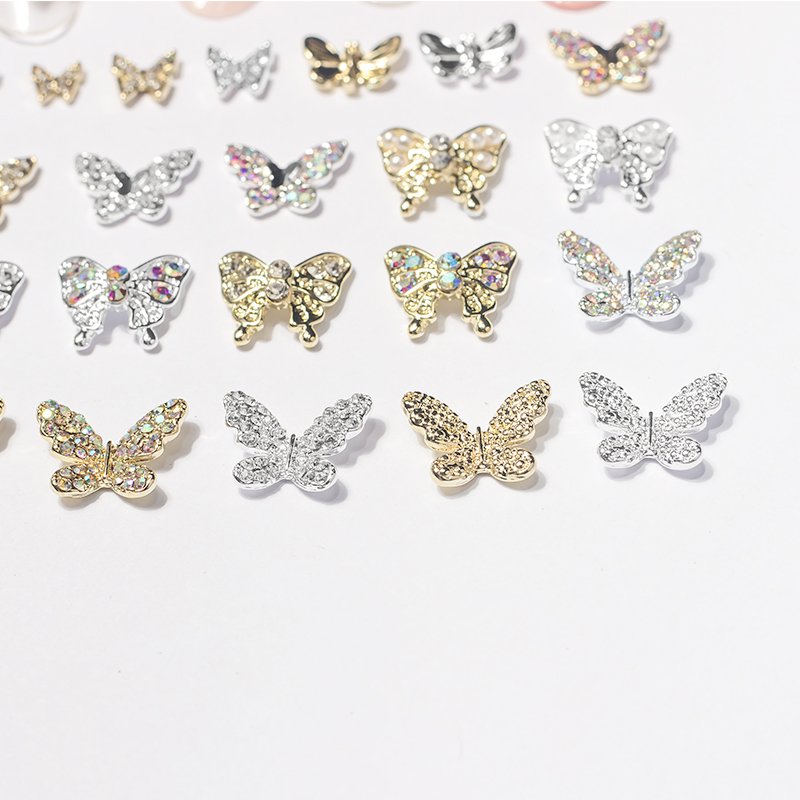 New Nail Art Butterfly Gold Silver Jewelry Nail Art And Decors Drill Accessories Nail Art Rhinestone Decorations
