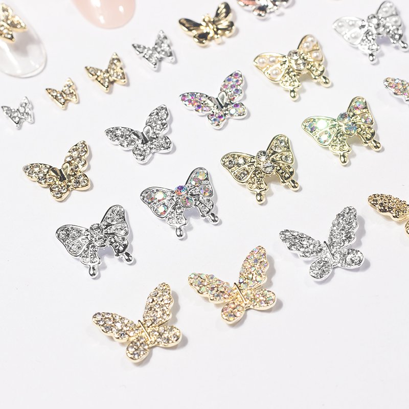 New Nail Art Butterfly Gold Silver Jewelry Nail Art And Decors Drill Accessories Nail Art Rhinestone Decorations