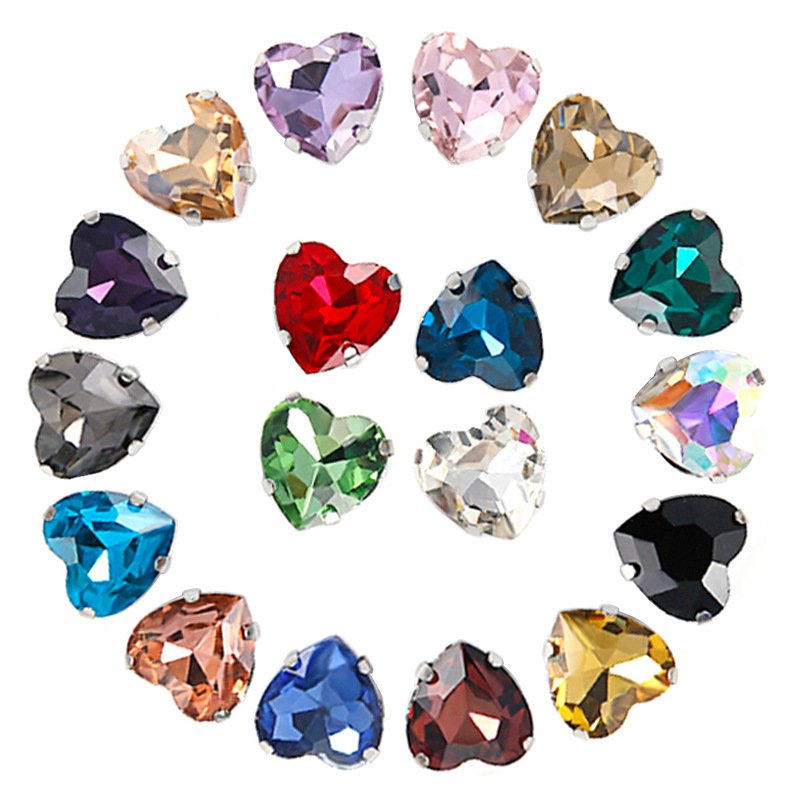 Shuaizhi Wholesale Heart Strass Setting Claw Crystal Glass Rhinestones With Sew on Stone Clothing DIY Decorate