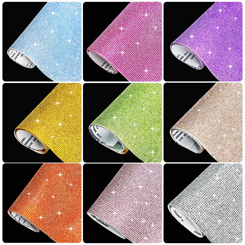 High Quality SS6 Crystal Rhinestone Sheet Fabric Rhinestone Sticker Designs Rhinestone Hotfix Sheet Colorful Custom