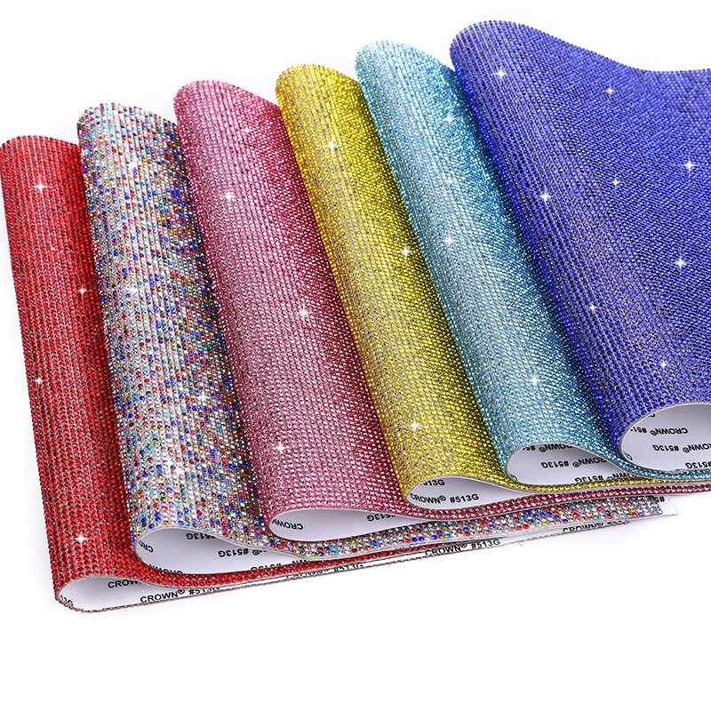 High Quality SS6 Crystal Rhinestone Sheet Fabric Rhinestone Sticker Designs Rhinestone Hotfix Sheet Colorful Custom