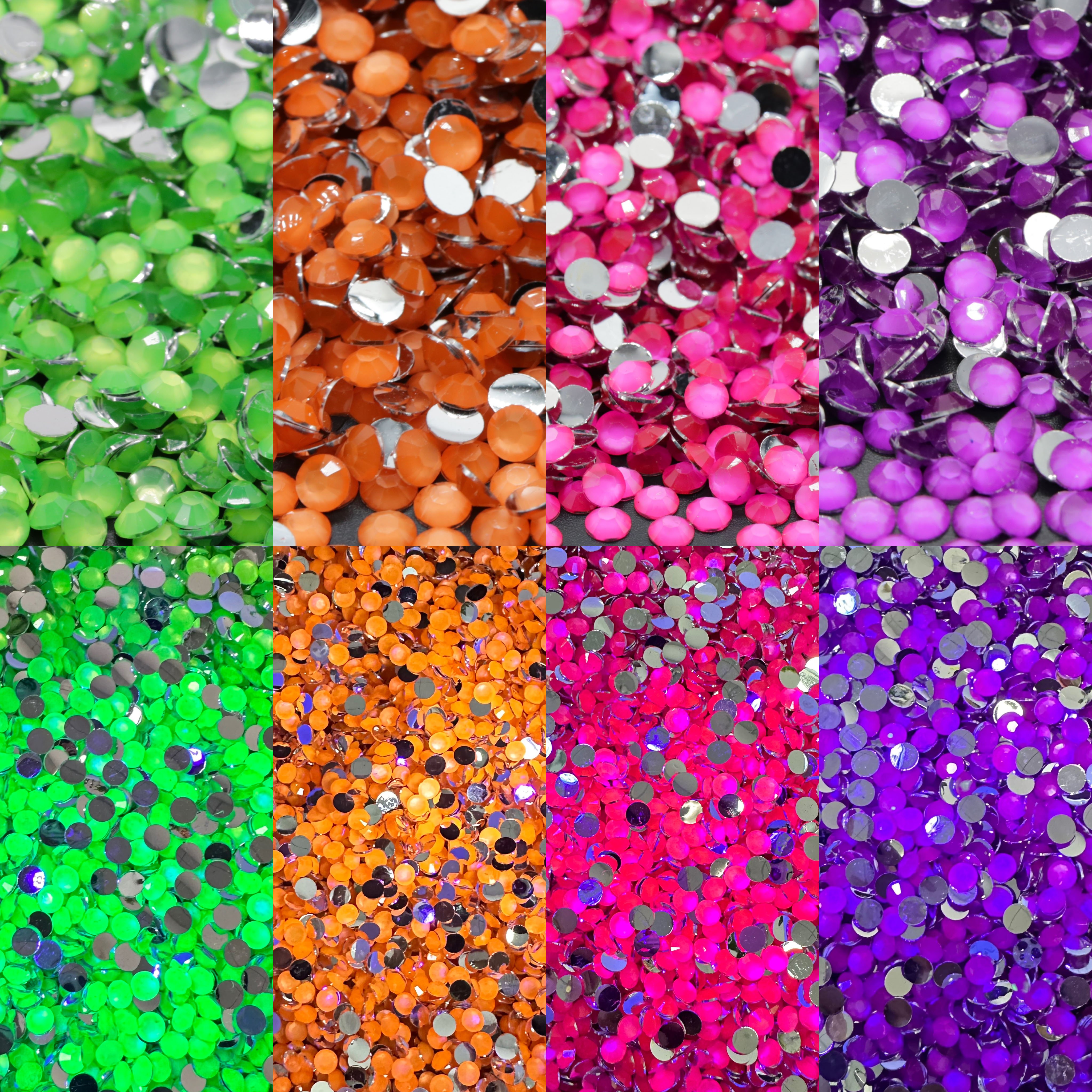 XULIN New Neon Color Glow Under UV 3mm 4mm 5mm Neon Jelly Resin Rhinestone In Bulk Package For Tumbler Decoration