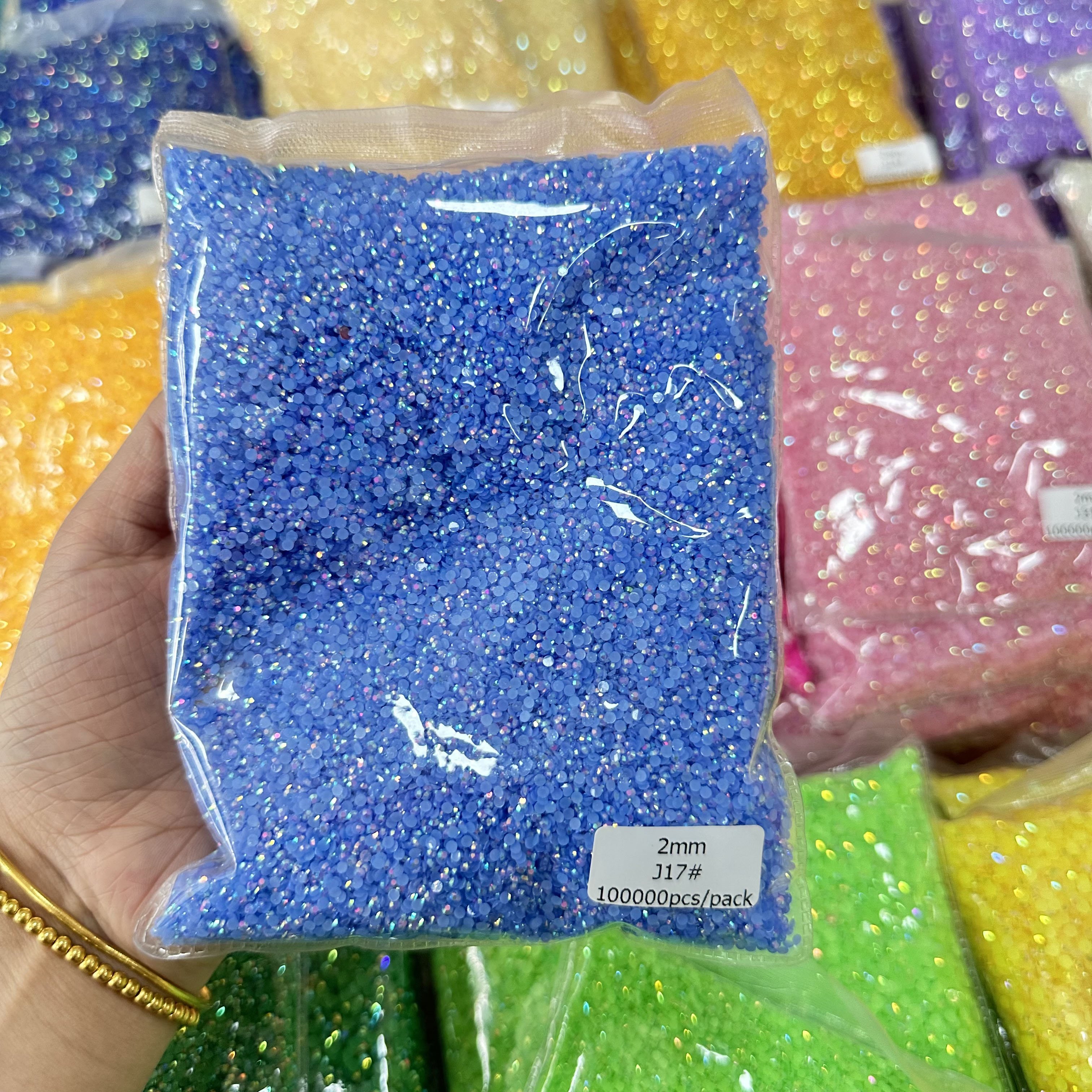 XULIN Factory Wholesale AB Colors Bulk Package Flat Back Non Hot fix Jelly 5mm Resin Rhinestone