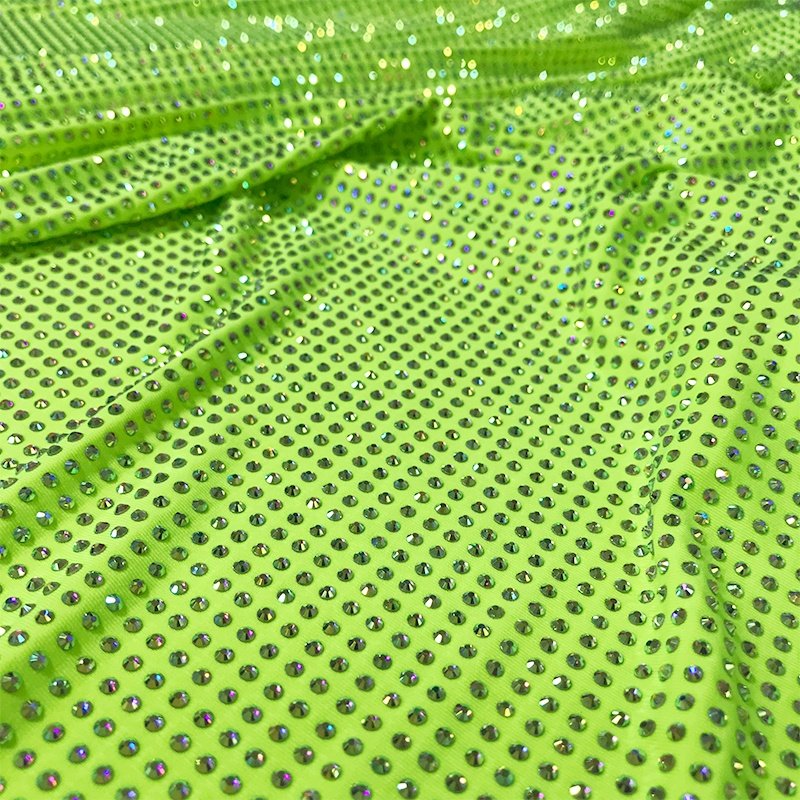 FB002 Lace Fabric with Rhinestones High Quality Swimsuit Crystal Fabric Lace Fabric for Sewing Ceremony Dresses
