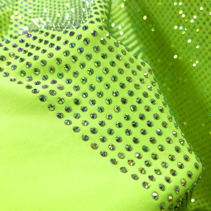 FB002 Lace Fabric with Rhinestones High Quality Swimsuit Crystal Fabric Lace Fabric for Sewing Ceremony Dresses