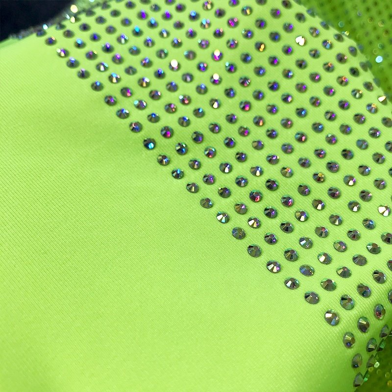 FB002 Lace Fabric with Rhinestones High Quality Swimsuit Crystal Fabric Lace Fabric for Sewing Ceremony Dresses