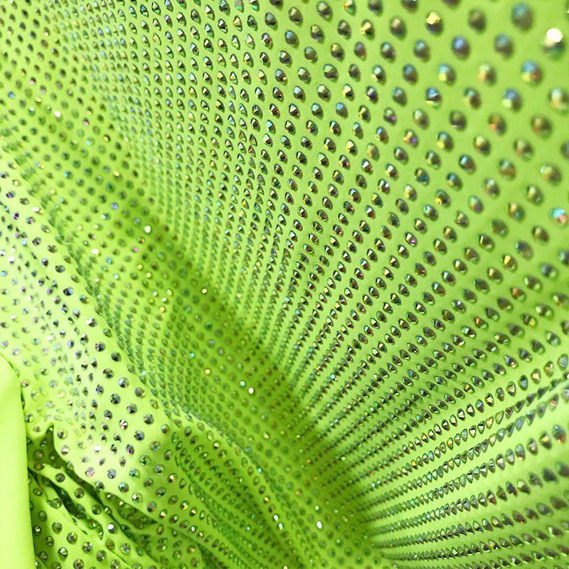 FB002 Lace Fabric with Rhinestones High Quality Swimsuit Crystal Fabric Lace Fabric for Sewing Ceremony Dresses