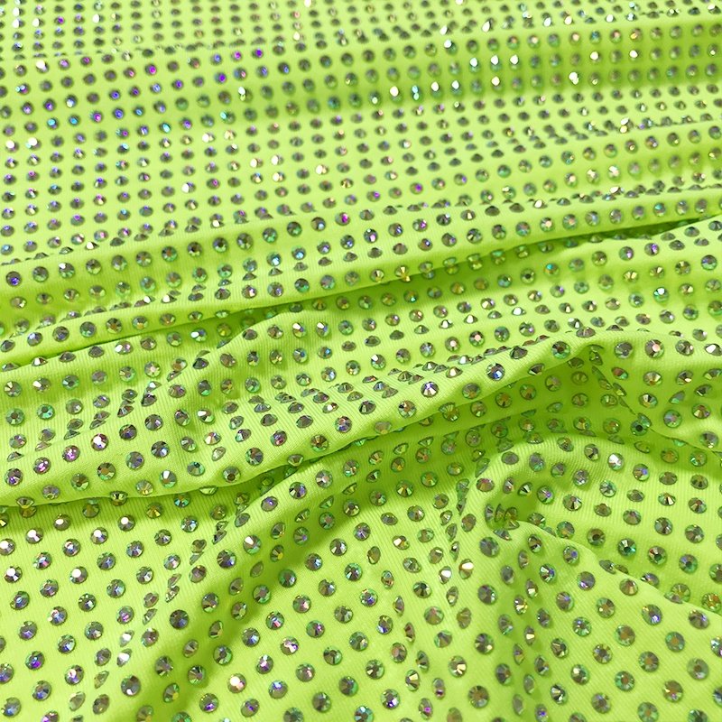 FB002 Lace Fabric with Rhinestones High Quality Swimsuit Crystal Fabric Lace Fabric for Sewing Ceremony Dresses