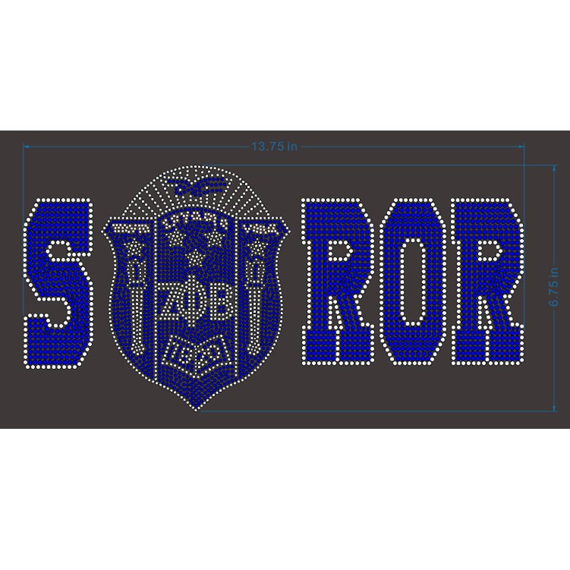 Wholesale Customize hot sell new AKA Zeta Delta sigma gamma rho Rhinestone transfer motif S (shield) R O R for T-shirt