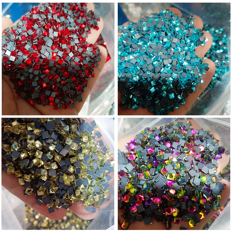 Square Flat Back Rhinestones Bulk Crystal Glass Rhinestones For Nail Art