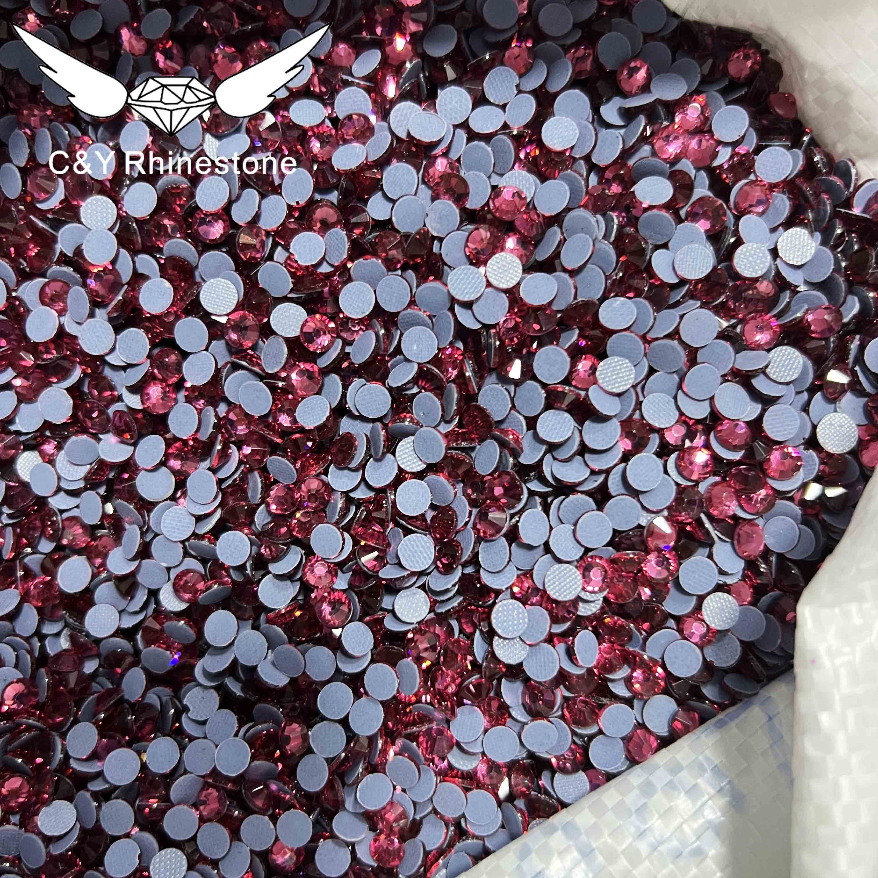 C&Y High Quality 1440pcs Glass Iron On Rhinestone Crystal Washable glue Back Bulk Hotfix Rhinestones