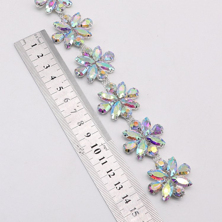 JFRC013 Wholesale Fashion Colorful Rhinestone key Trim Rhinestone Chain Roll For Jewelry Making Garment