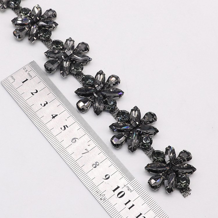 JFRC013 Wholesale Fashion Colorful Rhinestone key Trim Rhinestone Chain Roll For Jewelry Making Garment