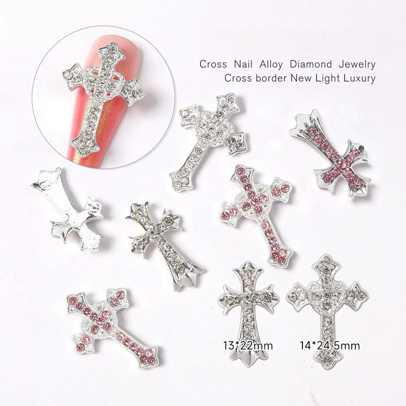 Nail Art Alloy Large Cross Decoration With Simple And Punk Style Alloy Nail Decoration Diamond Rhinestones