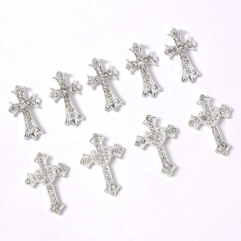 Nail Art Alloy Large Cross Decoration With Simple And Punk Style Alloy Nail Decoration Diamond Rhinestones