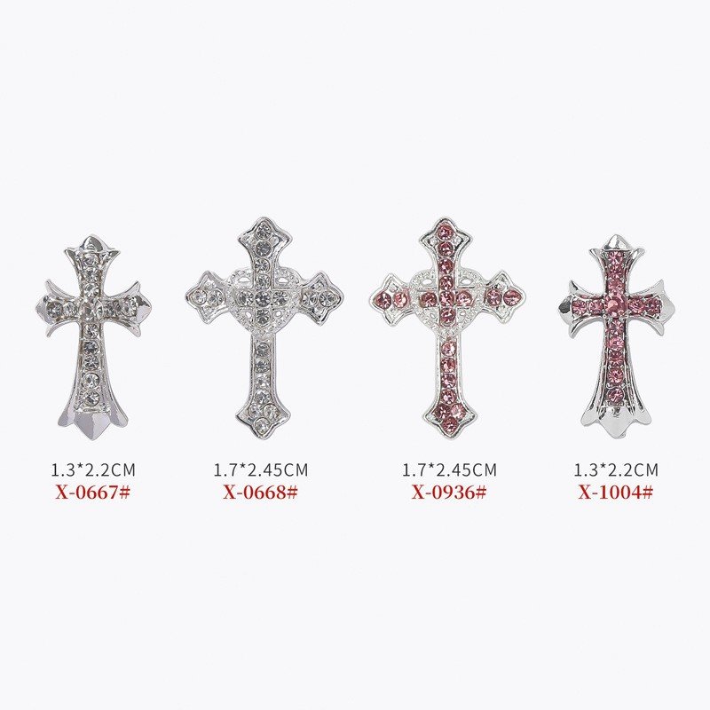 Nail Art Alloy Large Cross Decoration With Simple And Punk Style Alloy Nail Decoration Diamond Rhinestones