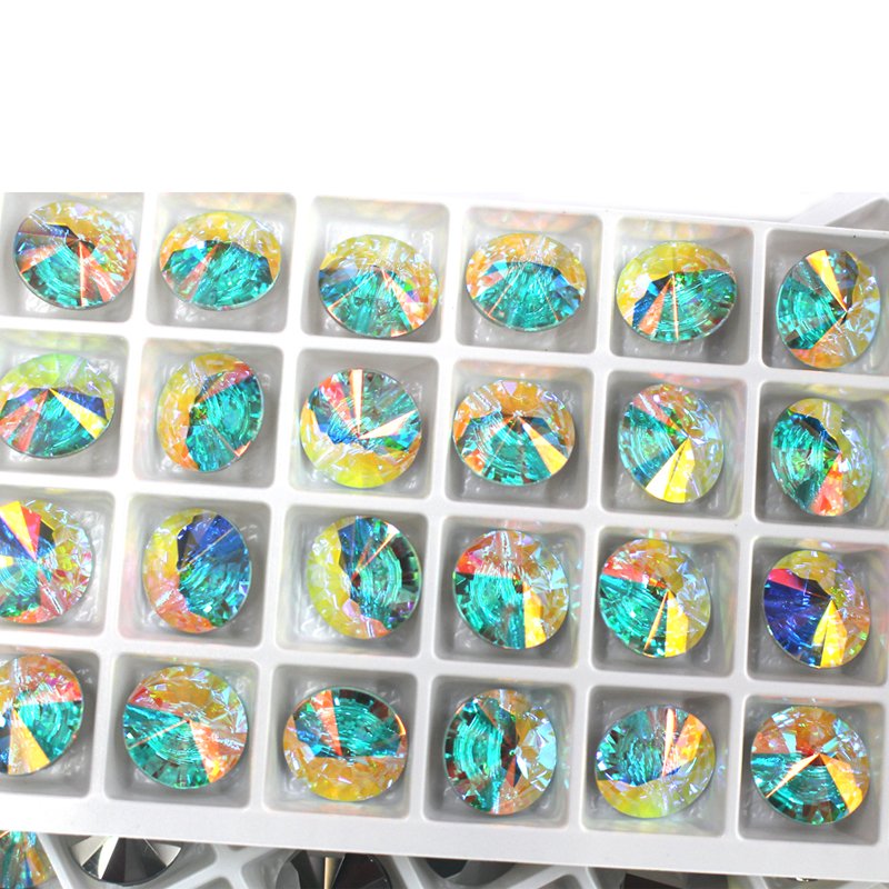 Lucky K9 top quality sew on Rivoli button crystal ab hematite sew on rhinestone button for garment Sofa