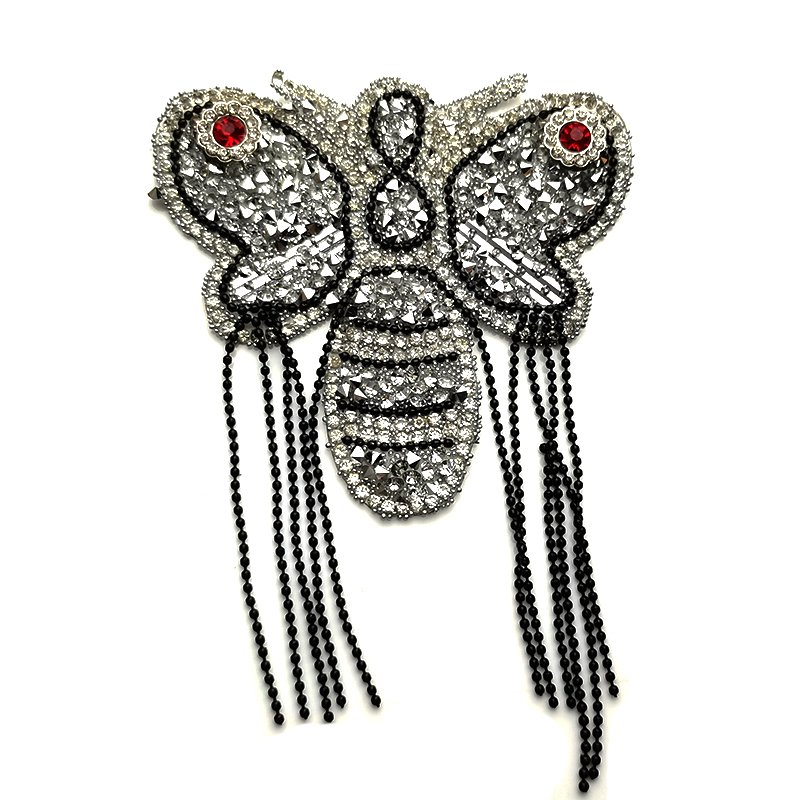 Apliques de pedreria oem wholesale Luxury rhinestone bodice applique for dresses custom design pattern sequin patches