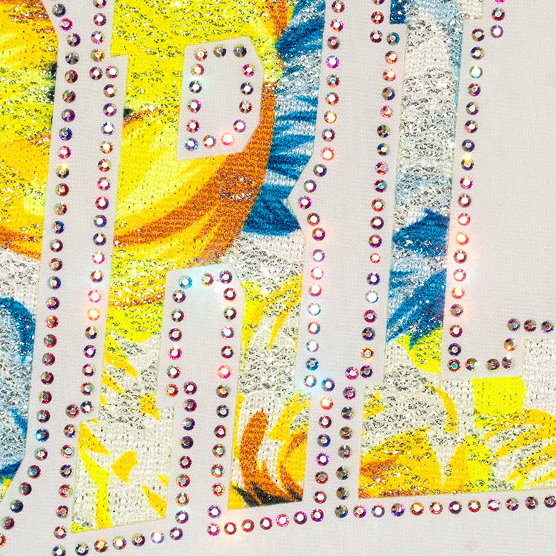 EYD Custom Embroidered Patches Iron On Logo High Quality Lace Fabric Stickers Rhinestone Heat Transfer