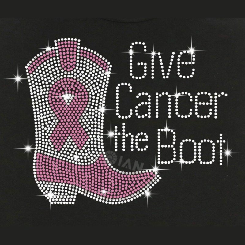 Pink Ribbon Custom Rhinestone Transfers Hotfix Women Breast Cancer Motif Crystal Rhinestone Iron On For Shirt
