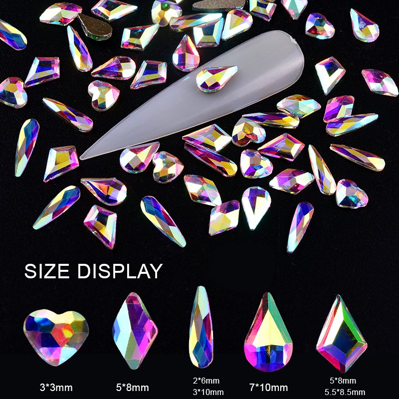 Wholesale 50 Shapes Glass Flat Back Stone K9 Fancy Craft Crystal K9 Fancy Nail Rhinestone For Nail Art Decoration Jewelry Making