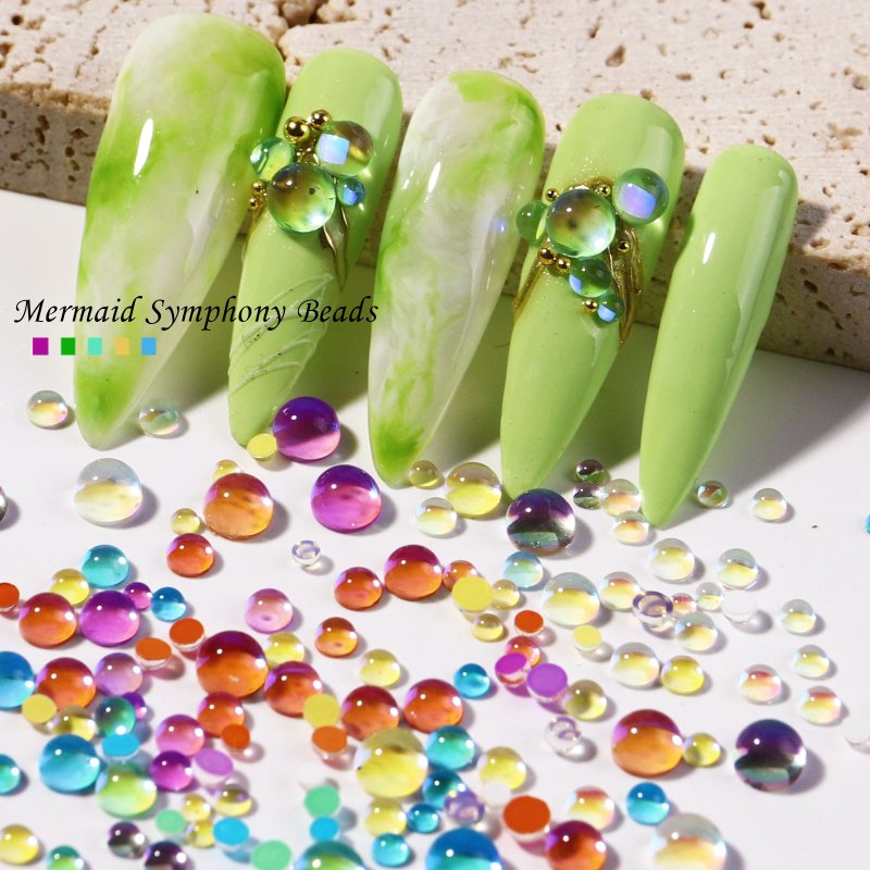 300pcs/bag Crystal Nail Rhinestones 3D Aurora Mermaid Nail Stone Art Strass Translucent Color DIY Charms Nail Accessories