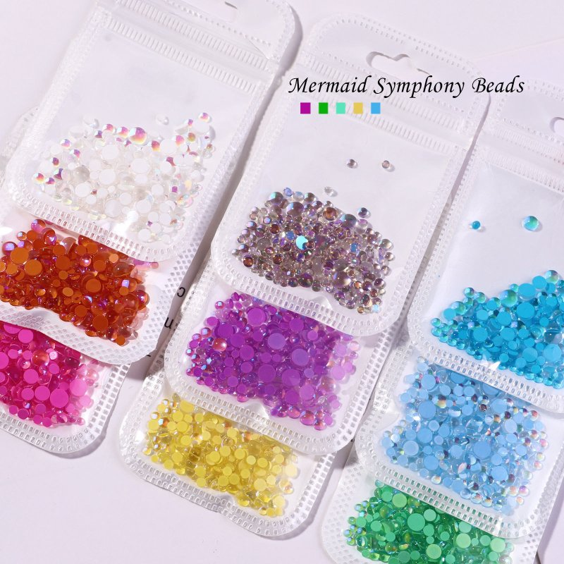 300pcs/bag Crystal Nail Rhinestones 3D Aurora Mermaid Nail Stone Art Strass Translucent Color DIY Charms Nail Accessories