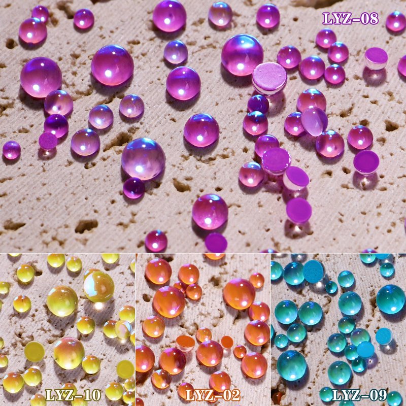 300pcs/bag Crystal Nail Rhinestones 3D Aurora Mermaid Nail Stone Art Strass Translucent Color DIY Charms Nail Accessories