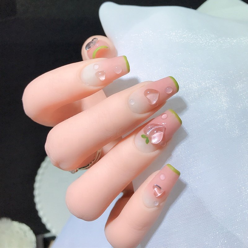50pcs/Bag Size Clear Love Heart Rhinestone Peach Heart Nail Decoration Resin Nail Charms Accessories