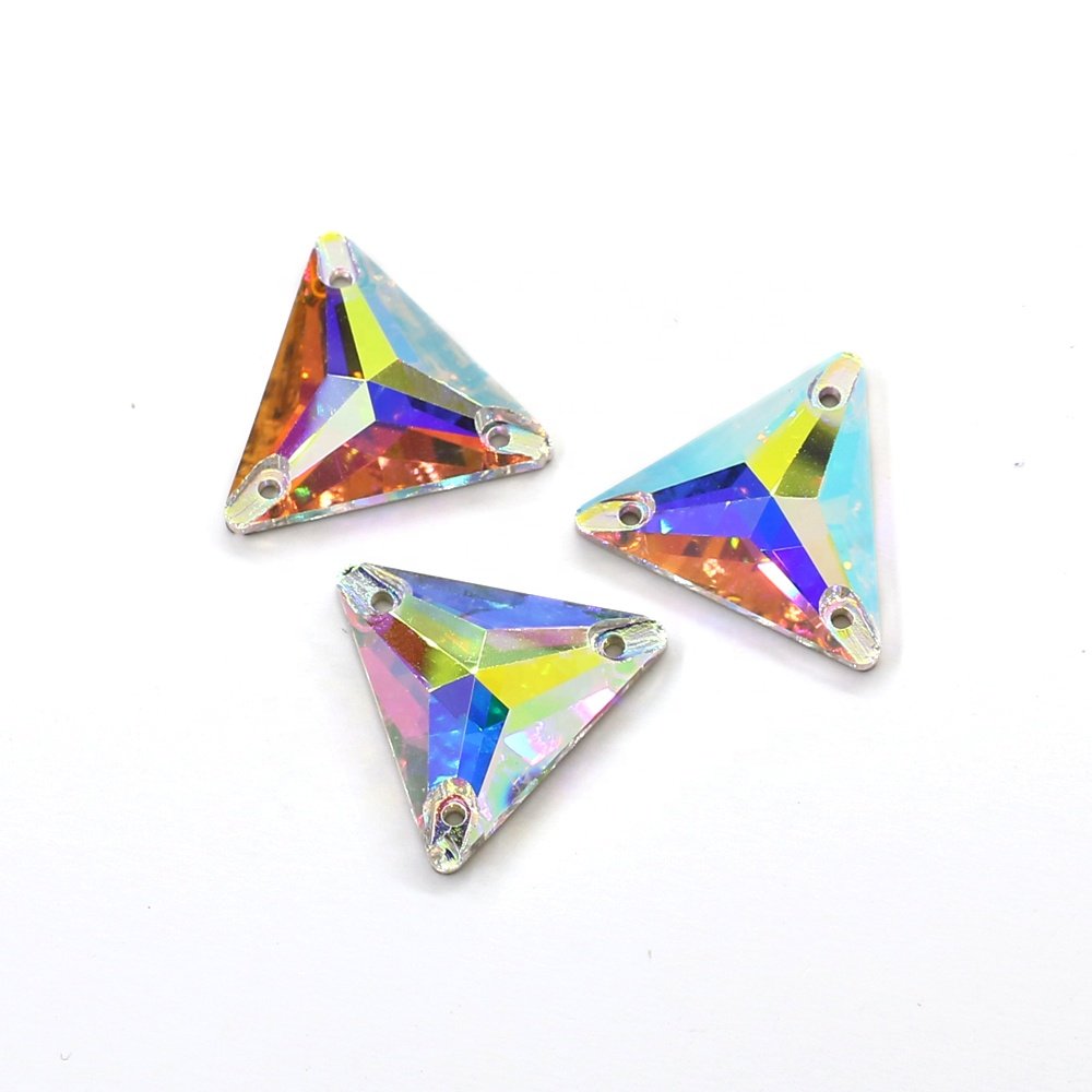 Triangle sew-on crystal flat back rhinestones custom wholesale lead-free crystal stone beads for garment sewing accessories