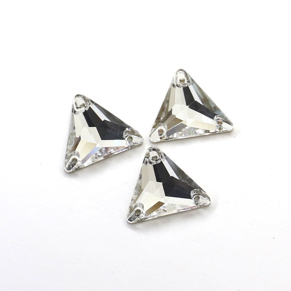 Triangle sew-on crystal flat back rhinestones custom wholesale lead-free crystal stone beads for garment sewing accessories