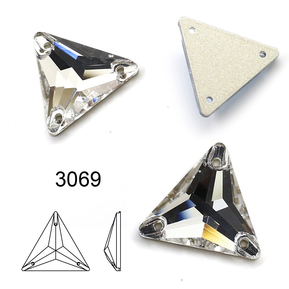Triangle sew-on crystal flat back rhinestones custom wholesale lead-free crystal stone beads for garment sewing accessories