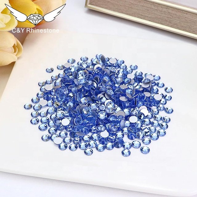 C&Y Makeup Crystal Stones Decorate Clothes Embellishment Flat Back Light Sapphire Blue Rhinestones