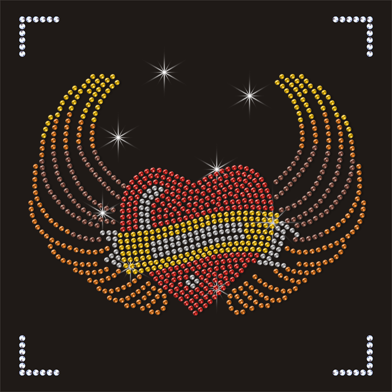 1V6P Rhinestone Transfer Machine with Heat Transfer Design 3D Iron-On Patches Cam Template for Rhinestone Patches