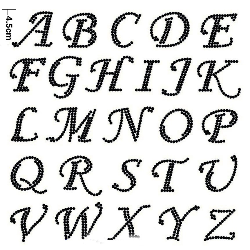 Initial letters Alphabets 1PC hot fix dmc Rhinestone DIY English Alphabet Letter Mixed Rhinestones Transfer Design Iron on