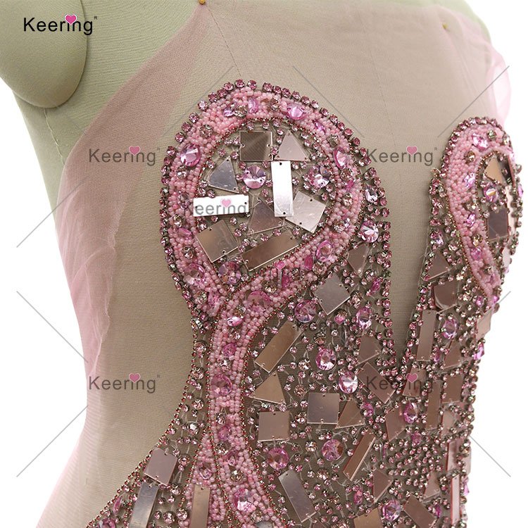WDP-445 Popular Full Body Rhinestone Bodice Sewed Green Applique Beaded Rhinestone For Party Fashion Show Carnival Costume Dress