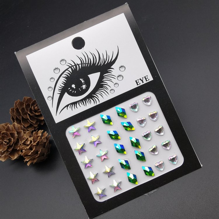 Eyes Body Face Jewelry Acrylic Rhinestone Stickers Glitter Flash Crystal Eyes Temporary Tattoo DIY Art Decorations Fashion