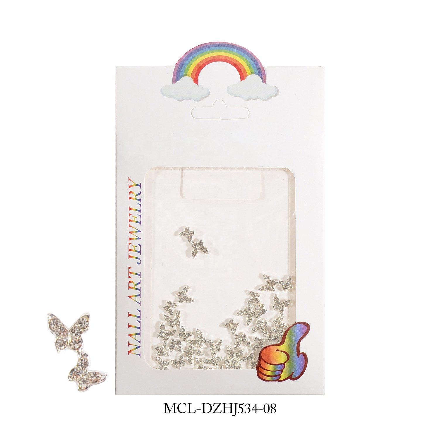 Wholesale Hot Style Diamond Alloy Double Butterfly Nail Art Jewelry Metal Diy Colorful Butterfly Nail Charms With Rhinestone