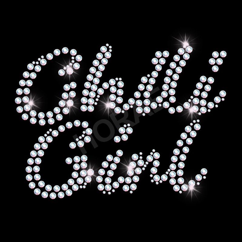 Glitter Custom Logo Letter Design Hotfix Motif Rhinestone Transfers Iron on T-Shirt Hoodie