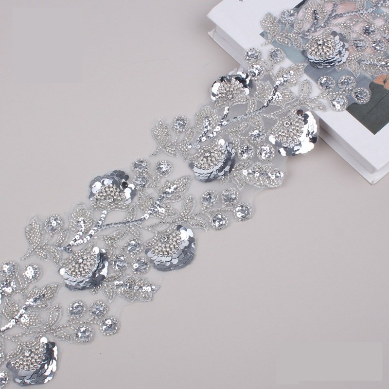 Sequin Lace Trim Wholesale Rhinestone Lace Trim Beaded Trimmings For Dresses