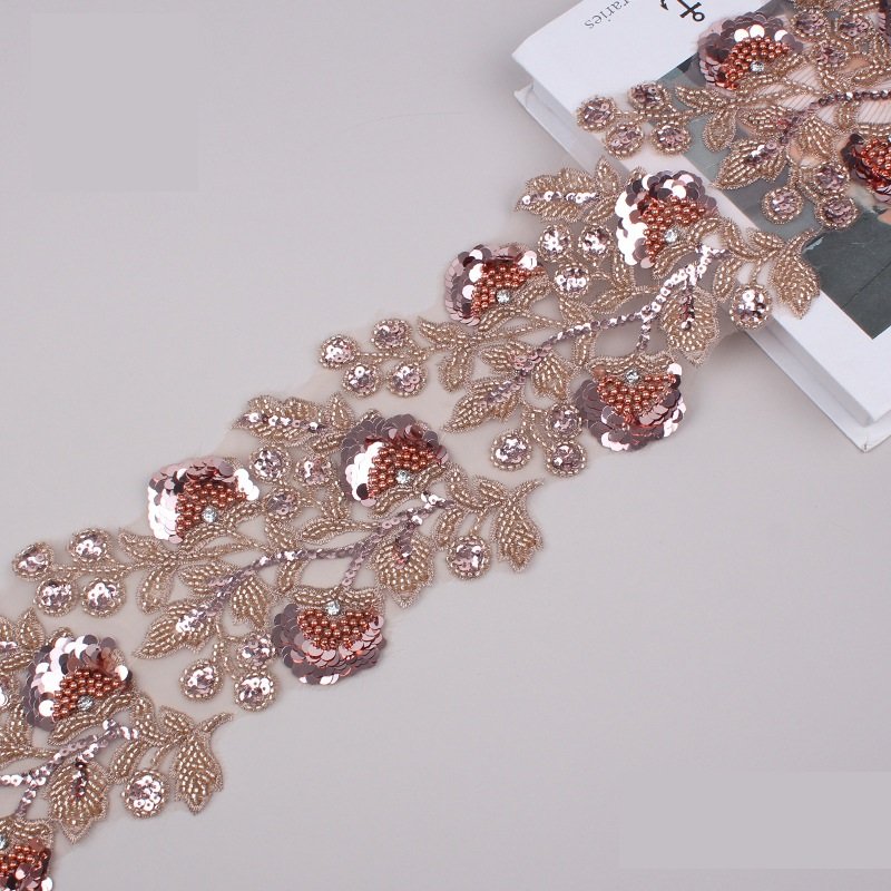 Sequin Lace Trim Wholesale Rhinestone Lace Trim Beaded Trimmings For Dresses