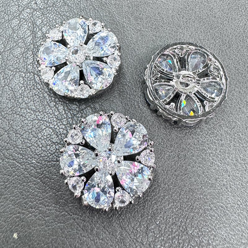 Lucky customized Zircon crystal button rhinestone button sew on metal button with zircon for sweater and fur coat