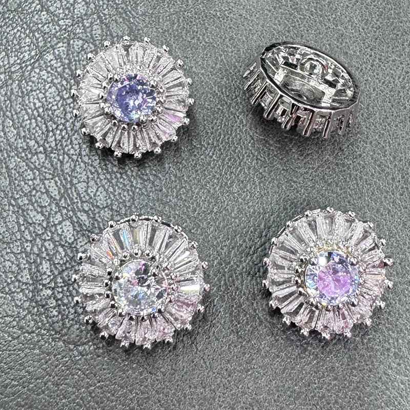 Lucky customized Zircon crystal button rhinestone button sew on metal button with zircon for sweater and fur coat