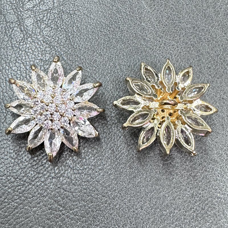 Lucky customized Zircon crystal button rhinestone button sew on metal button with zircon for sweater and fur coat