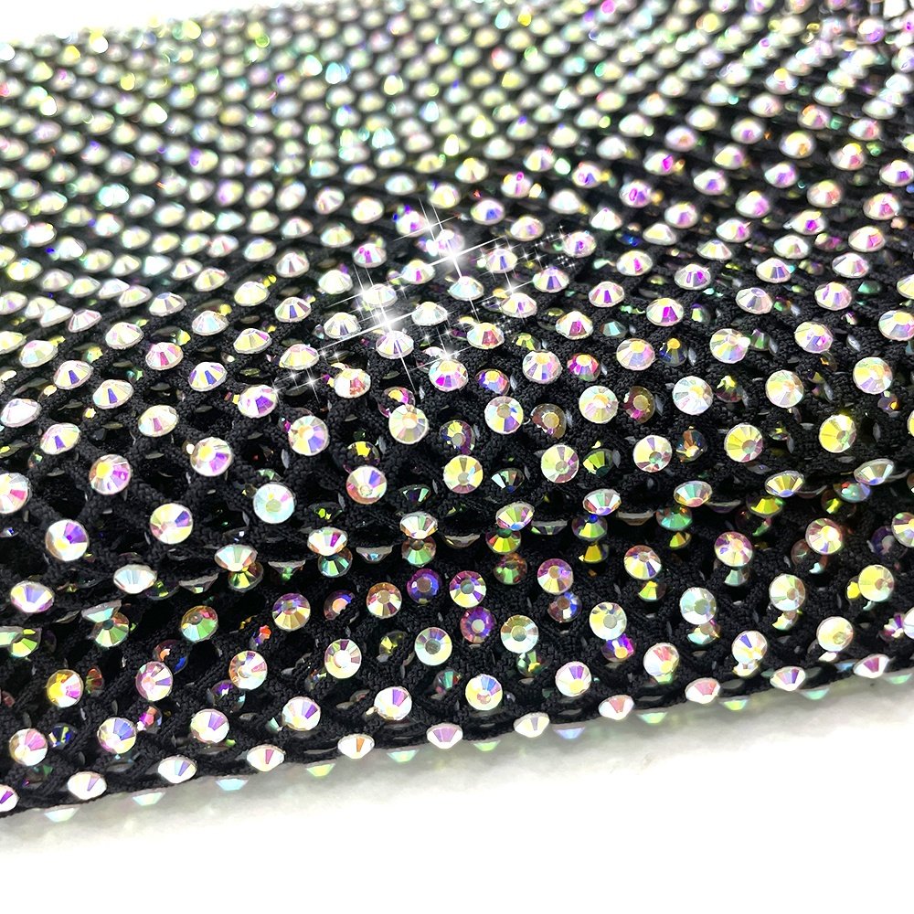 S556 crystal mesh fabric rhinestone for dress see through rhinestone glitter mesh fabric for cloth shoes bags